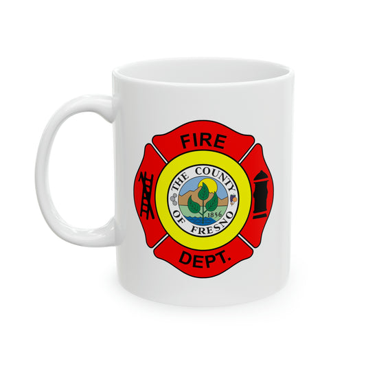 Fresno Fire Department Coffee Mug - Double Sided White Ceramic 11oz by TheGlassyLass.com