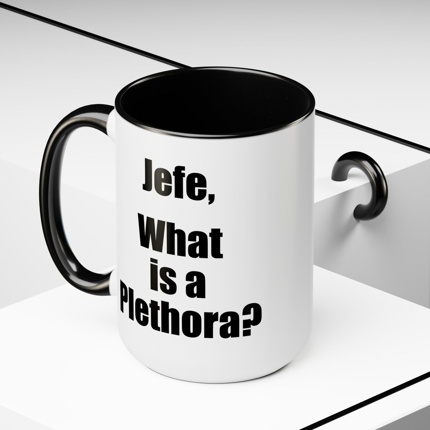 What is a Plethora Coffee Mug - Double Sided Black Accent White Ceramic 15oz by TheGlassyLass.com