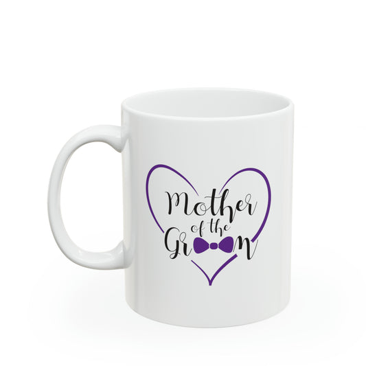 Mother of the Groom Coffee Mug - Double Sided 11oz White Ceramic by TheGlassyLass.com