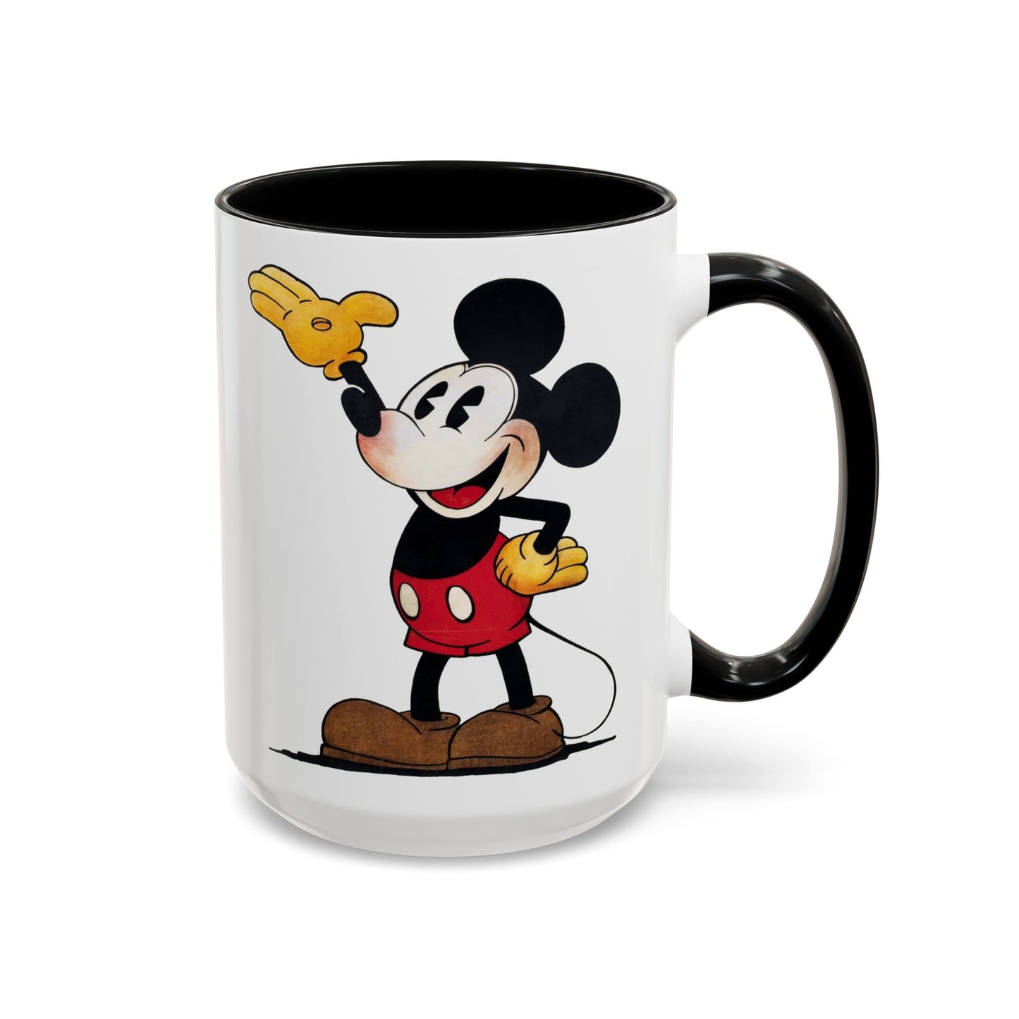 Original Mickey Mouse Coffee Mug - Double Sided Black Accent White Ceramic 15oz by TheGlassyLass.com