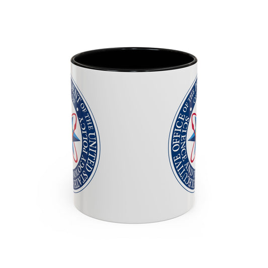 Executive Office of the President of the United States Science and Technology Policy Coffee Mug - Double Sided Print, Black Accent White Ceramic, 11oz by TheGlassyLass.com