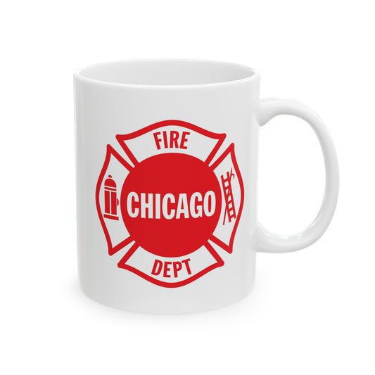 Chicago Fire Department Coffee Mug - Double Sided Print White Ceramic 11oz by TheGlassyLass.com