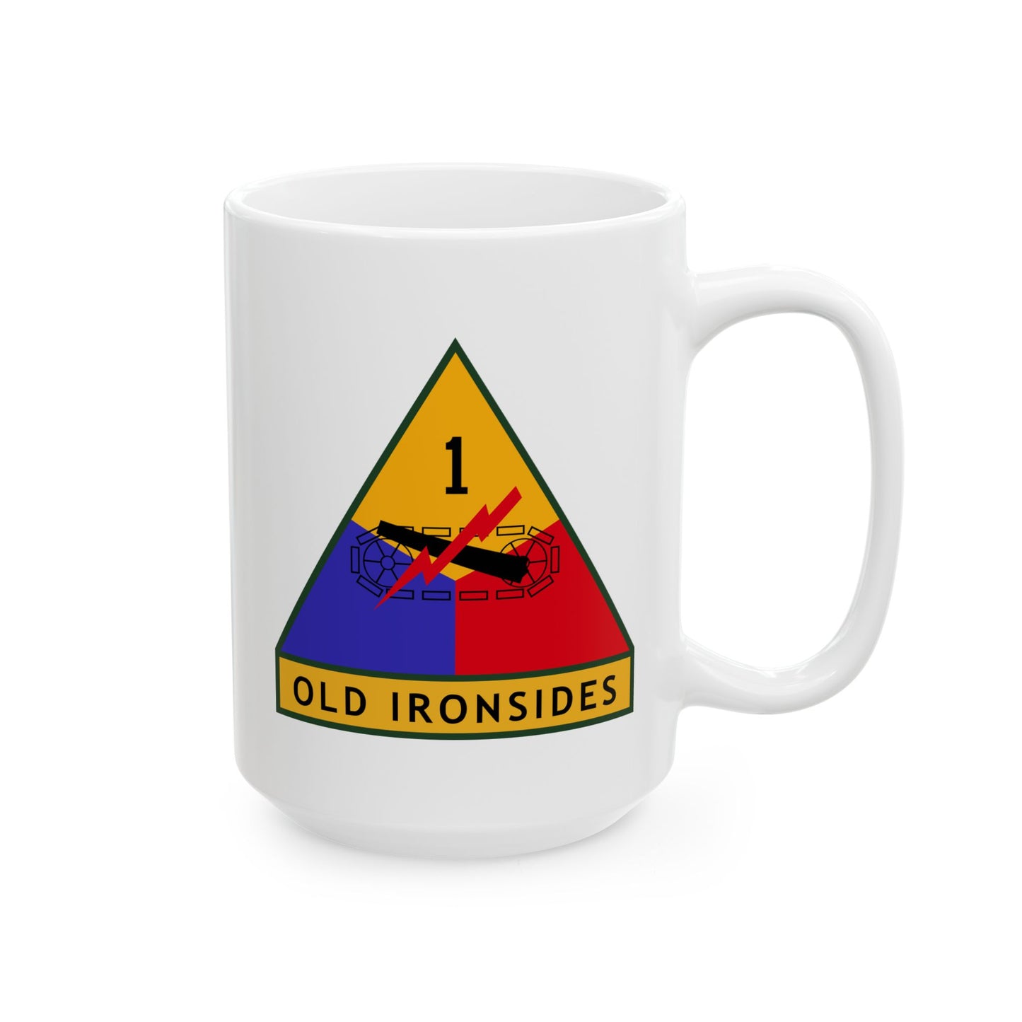 US Army 1st Armored Division - Double Sided White Ceramic Coffee Mug 15oz by TheGlassyLass.com