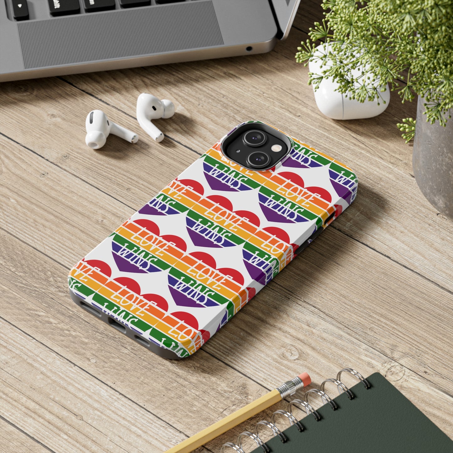 Rainbow Love Wins: iPhone Tough Case Design - Wireless Charging - Superior Protection - Original Designs by TheGlassyLass.com