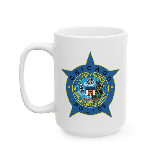 Chicago Police Department - Double Sided White Ceramic Coffee Mug 15oz by TheGlassyLass.com