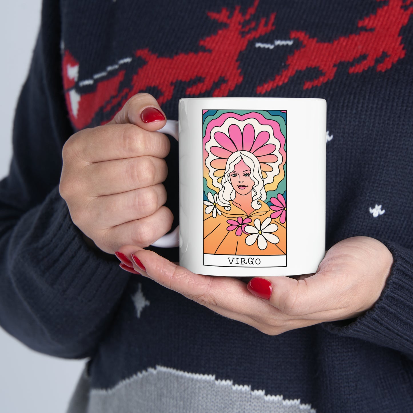 Virgo Tarot Card Coffee Mug - Double Sided 11oz White Ceramic by TheGlassyLass.com