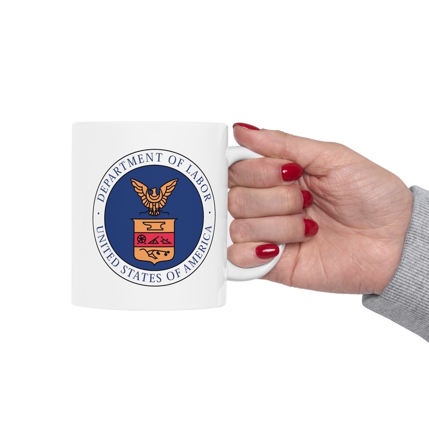 Department of Labor Coffee Mug - Double Sided White Ceramic 11oz by TheGlassyLass.com