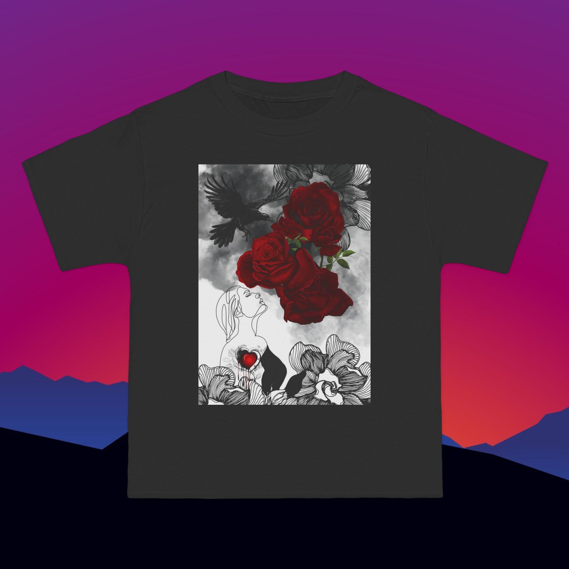 Wounded Heart T-Shirt: (Hanes Beefy-T 100% Preshrunk Cotton Custom Printed by TheGlassyLass.com