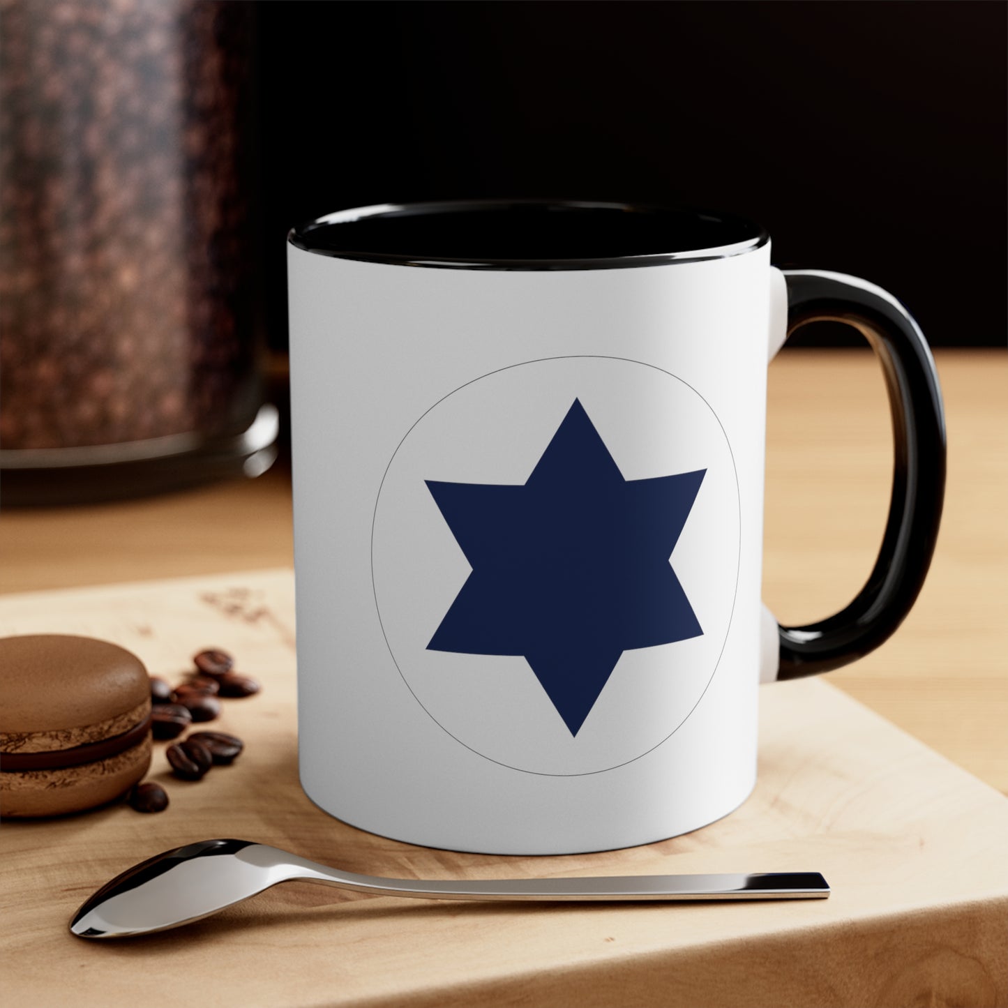 Israeli Air Force Roundel Coffee Mug - Double Sided Black Accent Ceramic 11oz - by TheGlassyLass.com