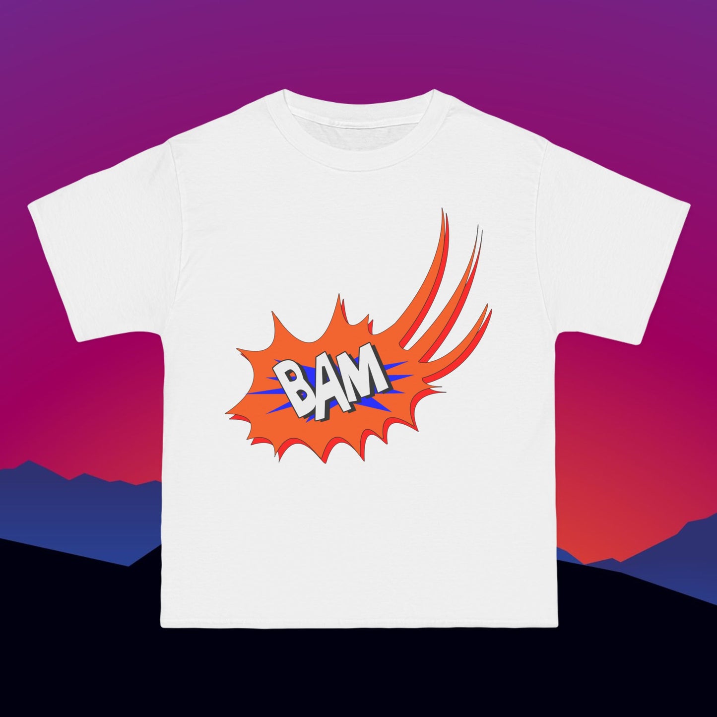 Superhero BAM T-Shirt: (Hanes Beefy-T 100% Preshrunk Cotton) Custom Printed by TheGlassyLass.com