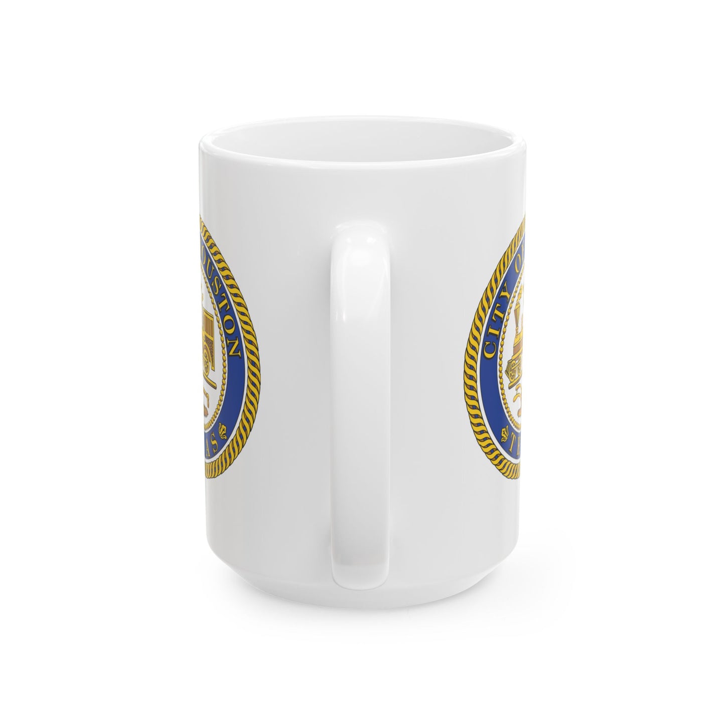 City of Houston Seal Coffee Mug - Double Sided Print, White Ceramic, 15oz by TheGlassyLass.com