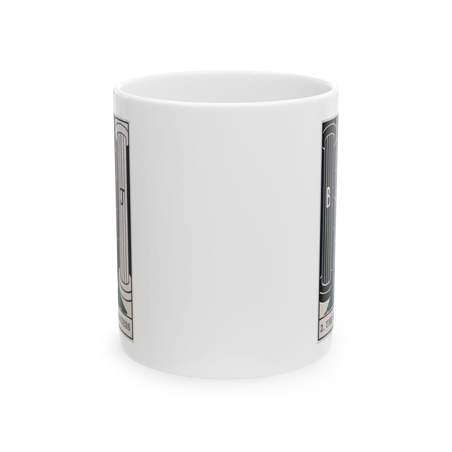 The High Priestess Tarot Card Coffee Mug - Double Sided Print, White Ceramic, 11oz by TheGlassyLass.com