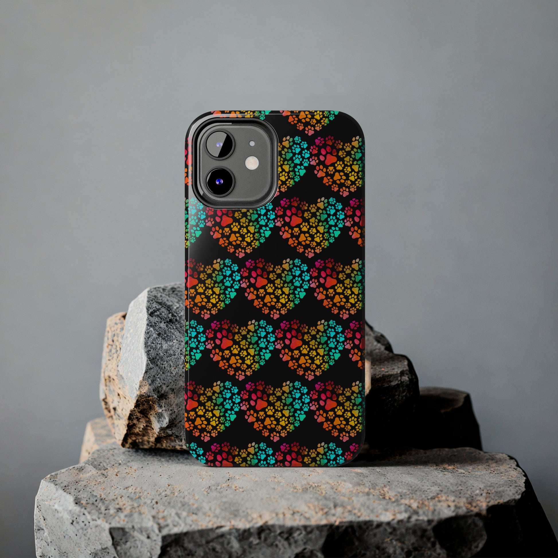 Rainbow Paw Heart: iPhone Tough Case Design - Wireless Charging - Superior Protection - Original Designs by TheGlassyLass.com