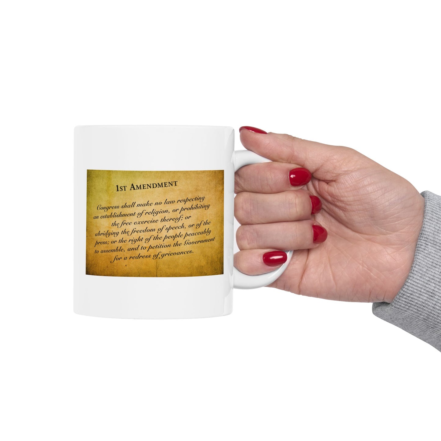 1st Amendment Coffee Mug - Double Sided White Ceramic 11oz by TheGlassyLass.com