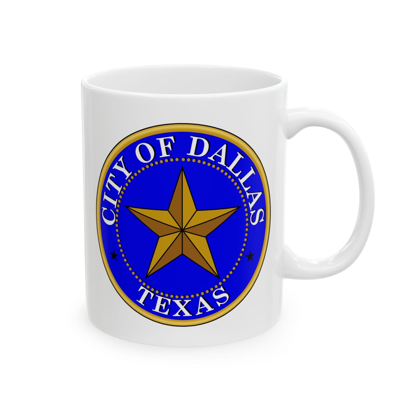 City of Dallas Coffee Mug - Double Sided Print, White Ceramic, 11oz by TheGlassyLass.com