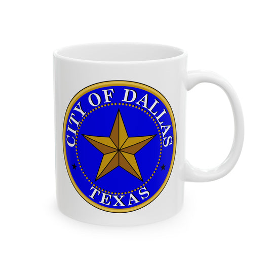 City of Dallas Coffee Mug - Double Sided Print, White Ceramic, 11oz by TheGlassyLass.com