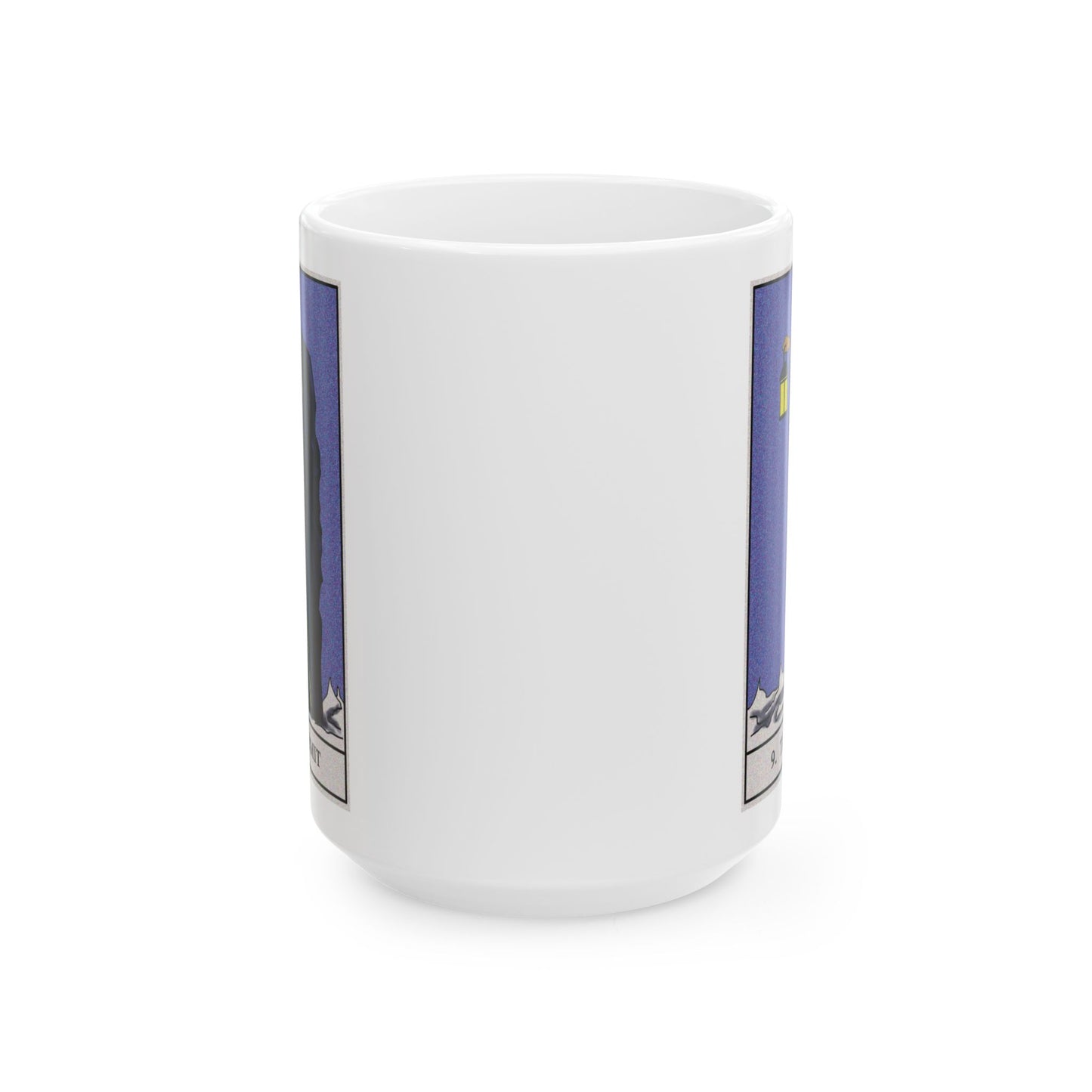 The Hermit Tarot Card Coffee Mug - Double Sided White Ceramic 15oz by TheGlassyLass.com