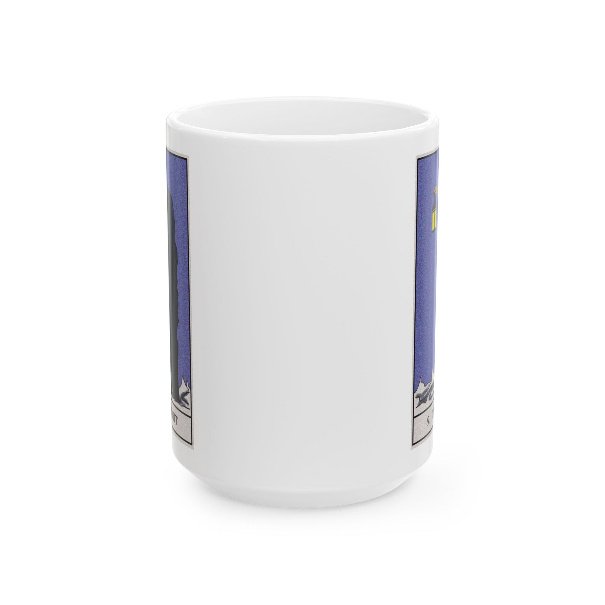 The Hermit Tarot Card Coffee Mug - Double Sided White Ceramic 15oz by TheGlassyLass.com