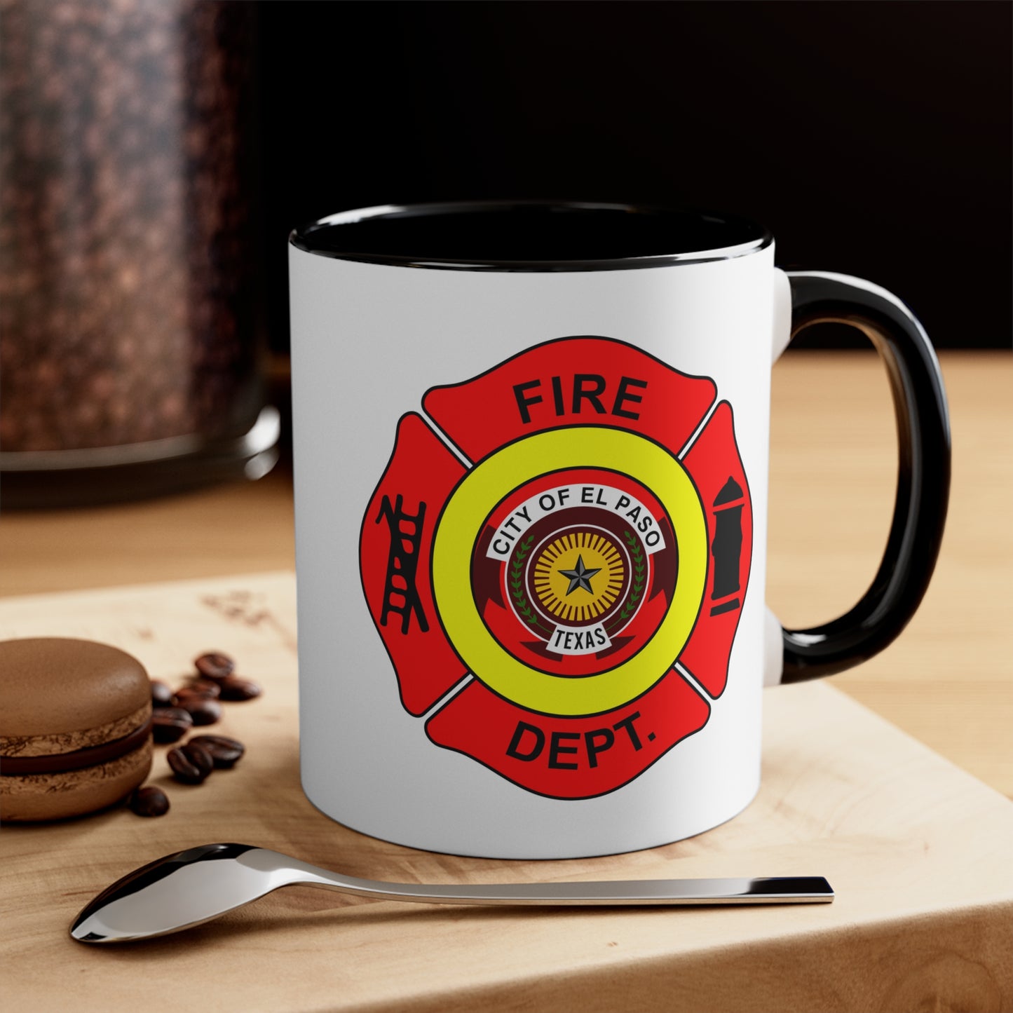 El Paso Fire Department Coffee Mug - Double Sided Black Accent White Ceramic 11oz by TheGlassyLass