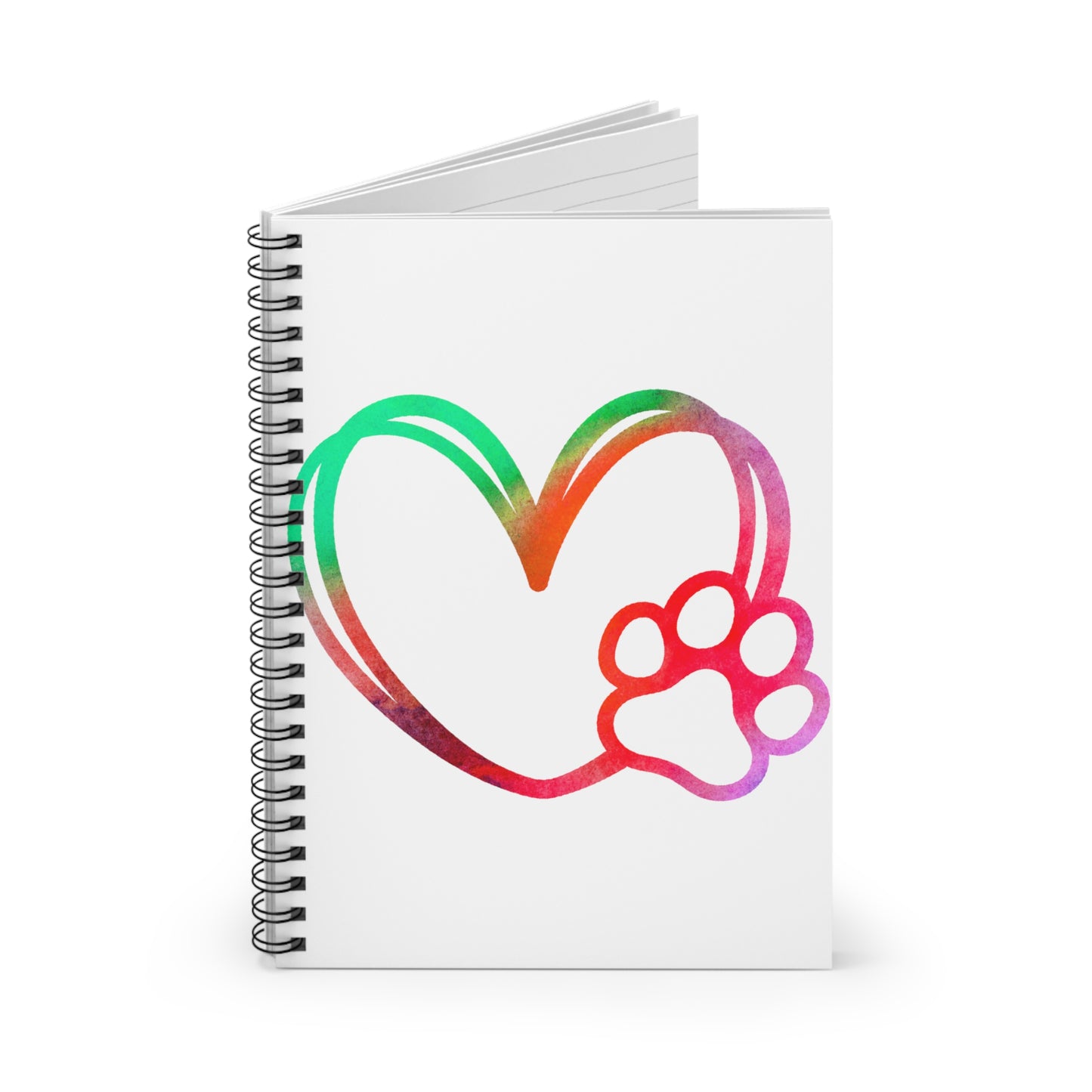 Rainbow Paw Heart: Spiral Notebook - Log Books - Journals - Diaries - and More Custom Printed by TheGlassyLass.com