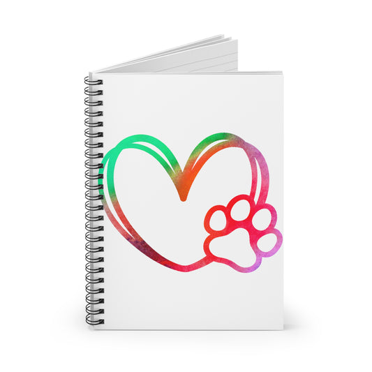 Rainbow Paw Heart: Spiral Notebook - Log Books - Journals - Diaries - and More Custom Printed by TheGlassyLass.com