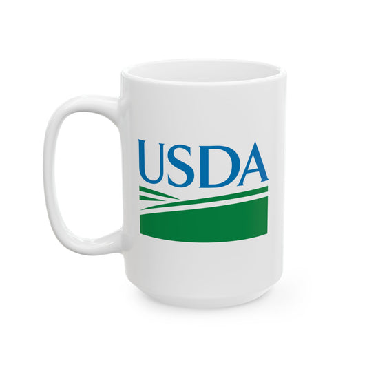 USDA Seal Coffee Mug - Double Sided White Ceramic 15oz by TheGlassyLass.com