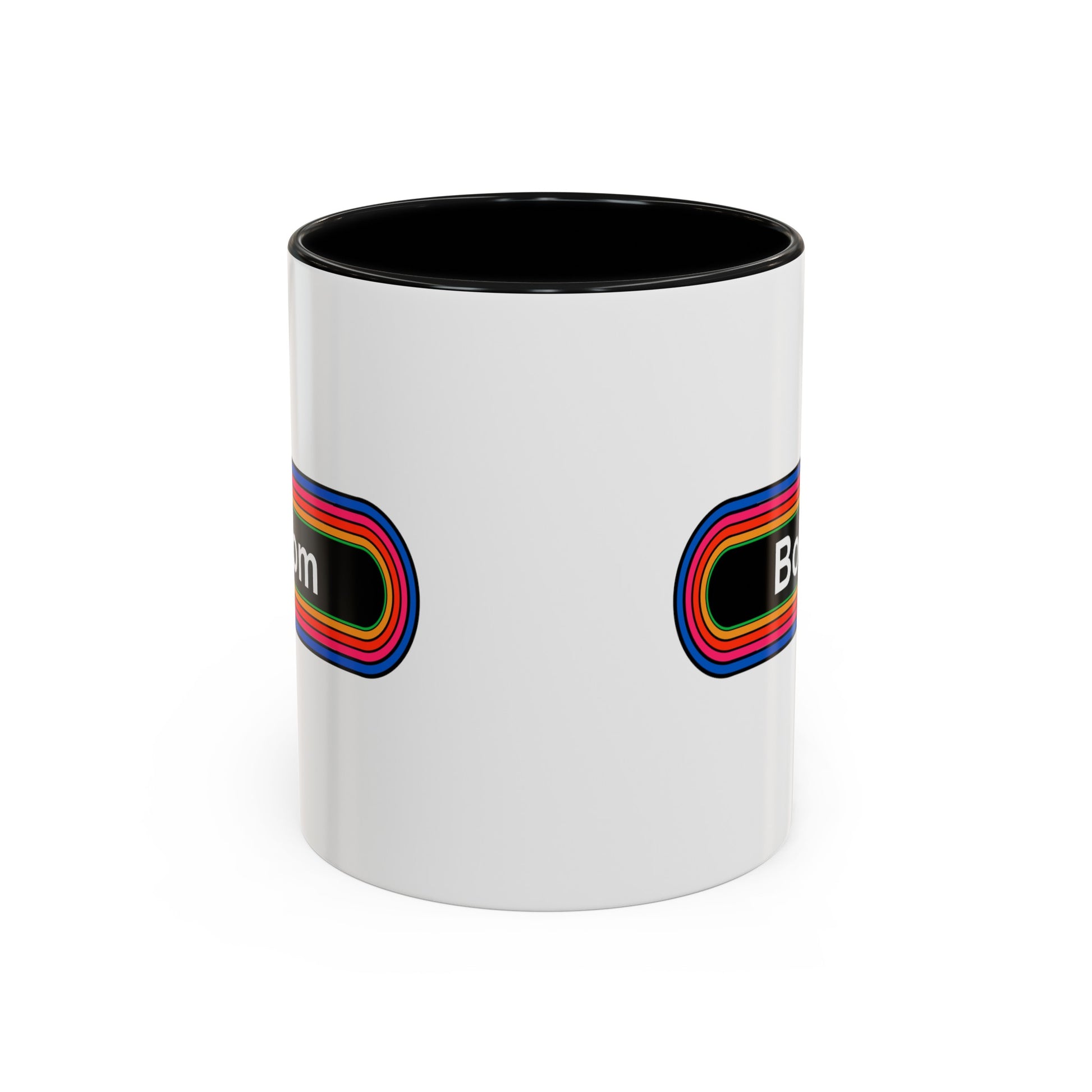 Bottom Rainbow Coffee Mug - Double Sided Black Accent Ceramic 11oz - by TheGlassyLass.com