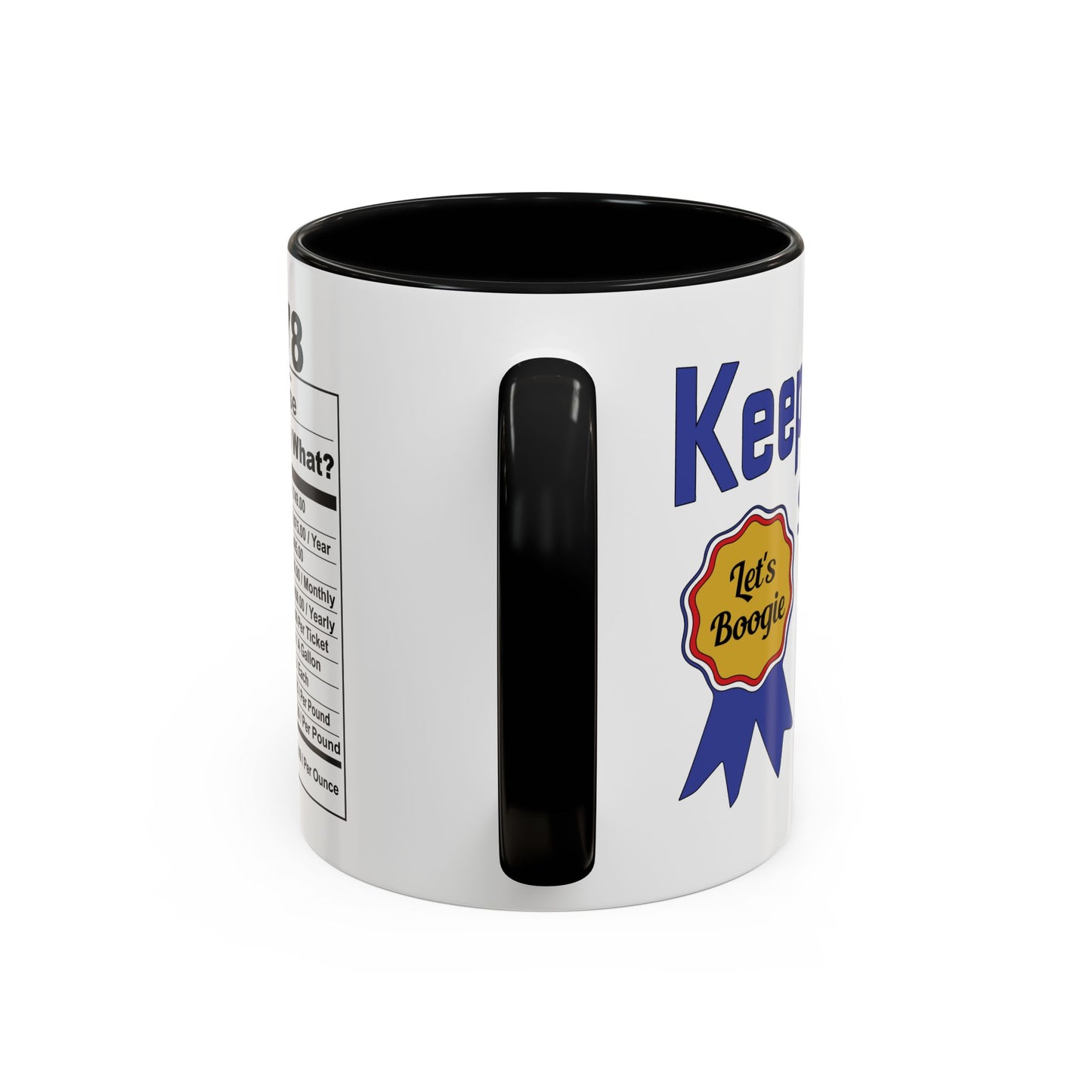 Keepin it Real Since 1978 Coffee Mug - Double Sided Print, Black Accent White Ceramic, 11oz by TheGlassyLass.com