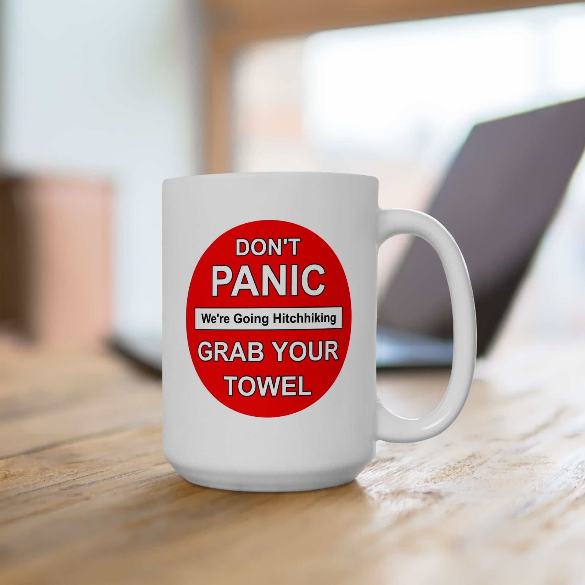 Don't Panic Coffee Mug - Double Sided White Ceramic 15oz by TheGlassyLass.com