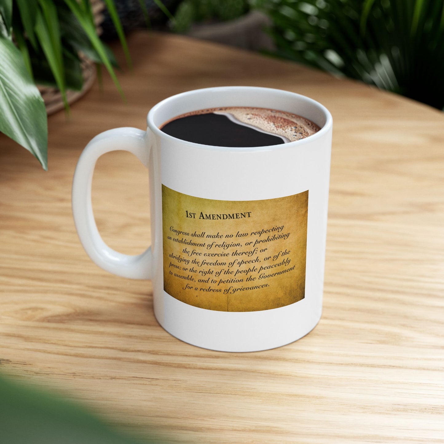 1st Amendment Coffee Mug - Double Sided White Ceramic 11oz by TheGlassyLass.com