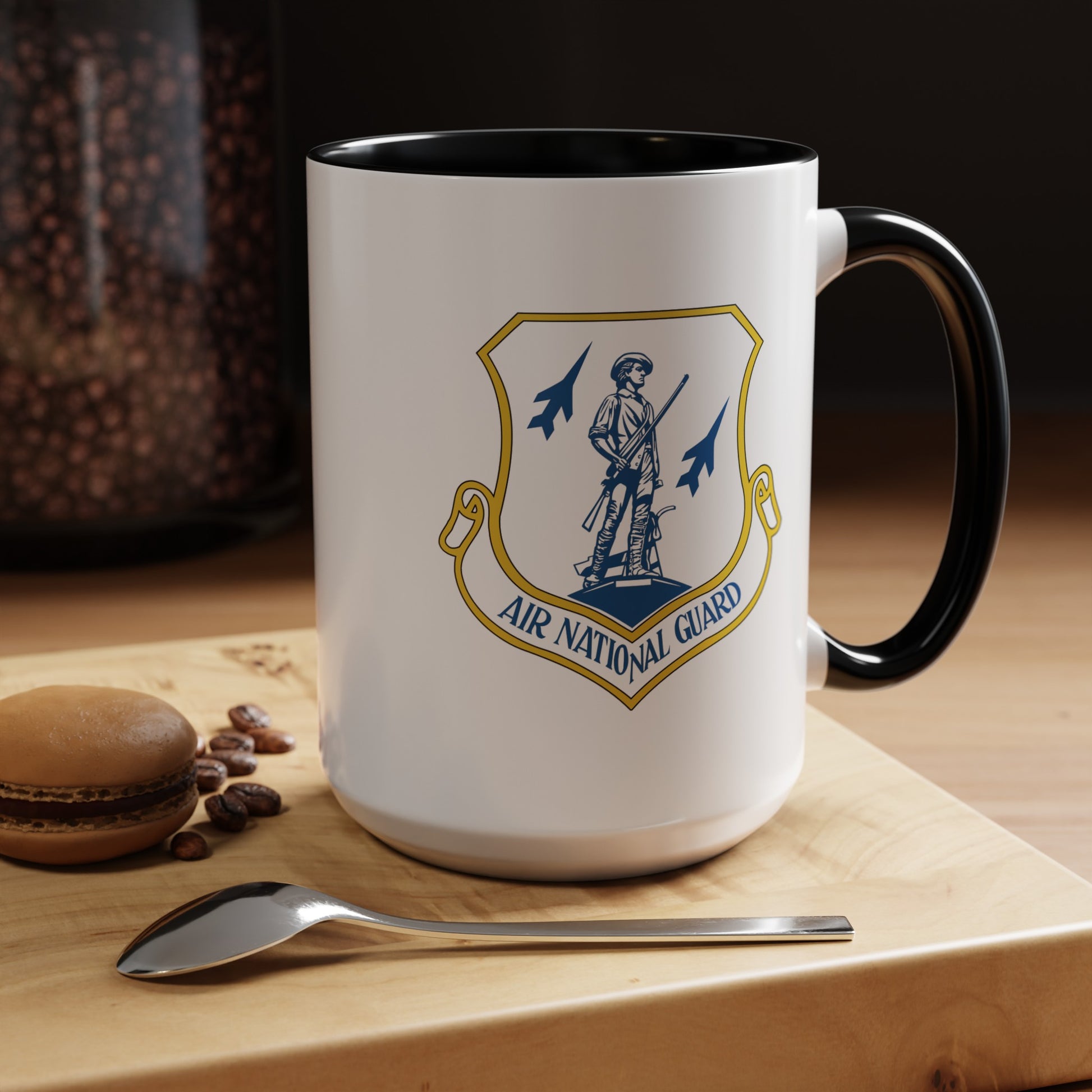 US Air Force Air National Guard - Double Sided Black Accent White Ceramic Coffee Mug 15oz by TheGlassyLass.com