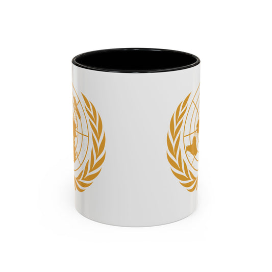 United Nations Seal Coffee Mug - Double Sided Black Accent White Ceramic 11oz by TheGlassyLass