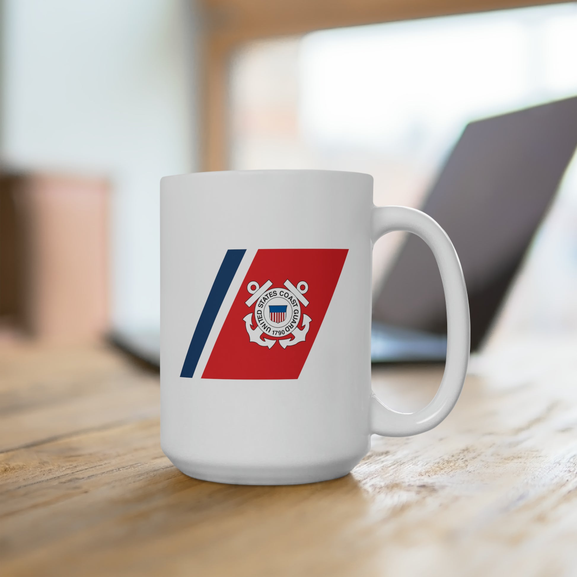 Coast Guard Hull Crest Coffee Mug - Double Sided White Ceramic 15oz by TheGlassyLass.com