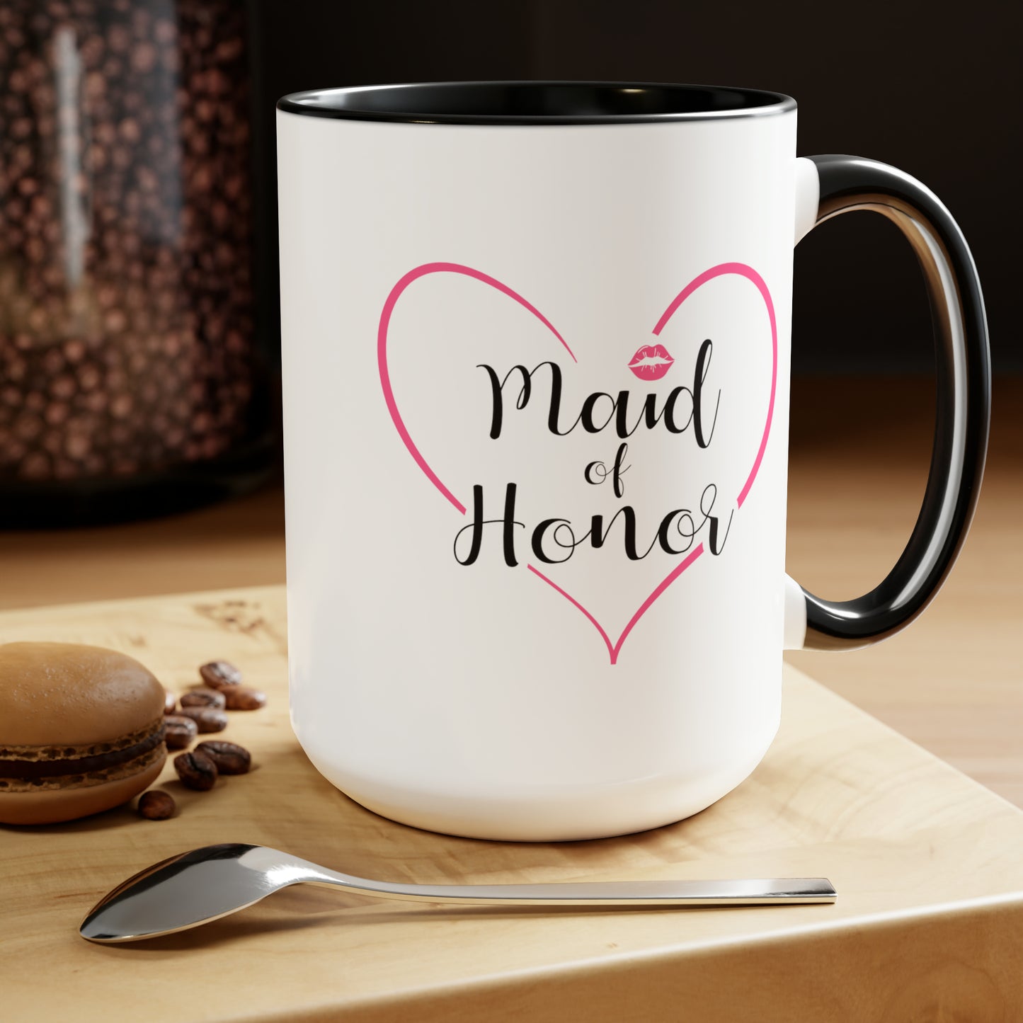 Maid of Honor Coffee Mug - Double Sided Black Accent Ceramic 15oz by TheGlassyLass.com