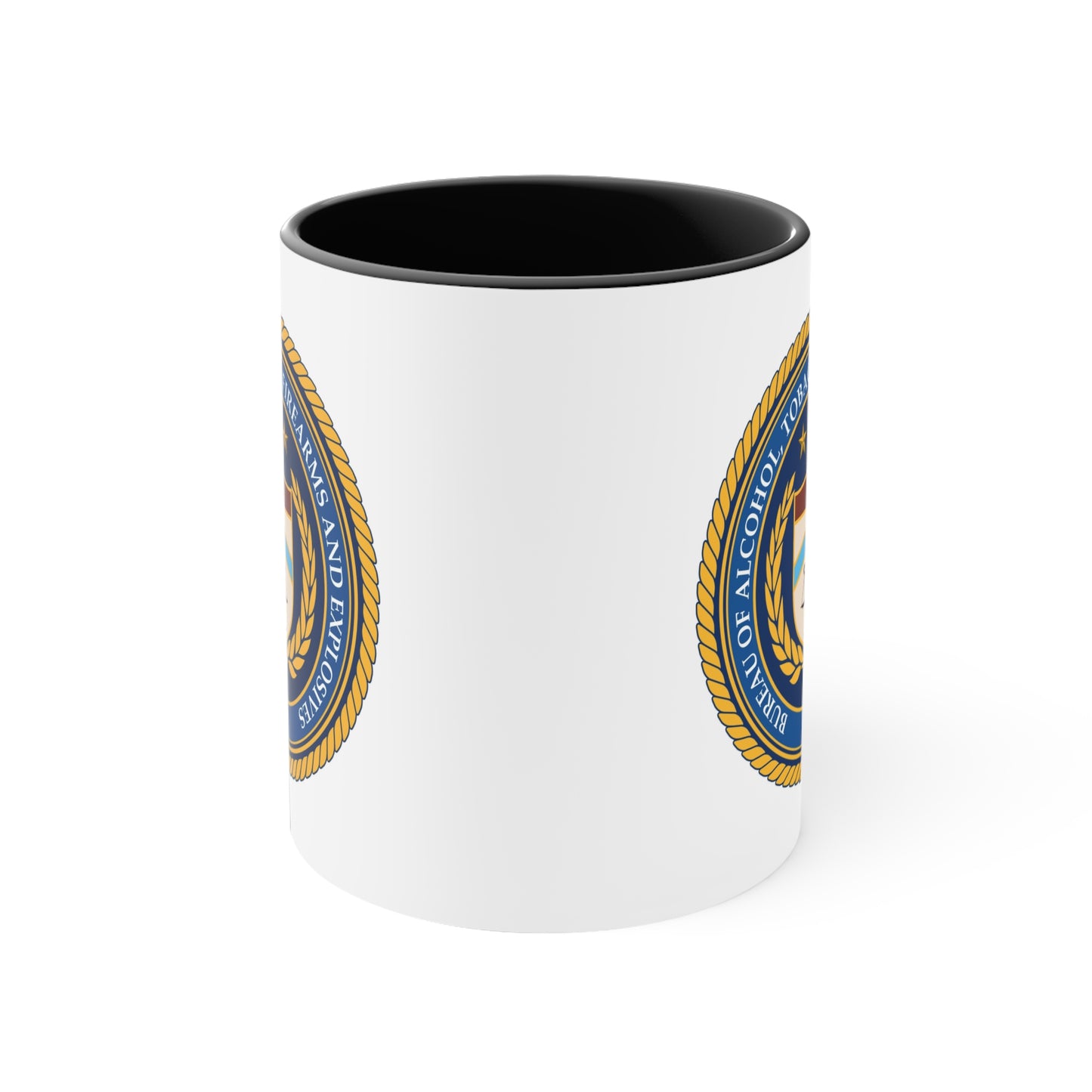 US ATF Seal Coffee Mug - Double Sided Black Accent White Ceramic 11oz by TheGlassyLass