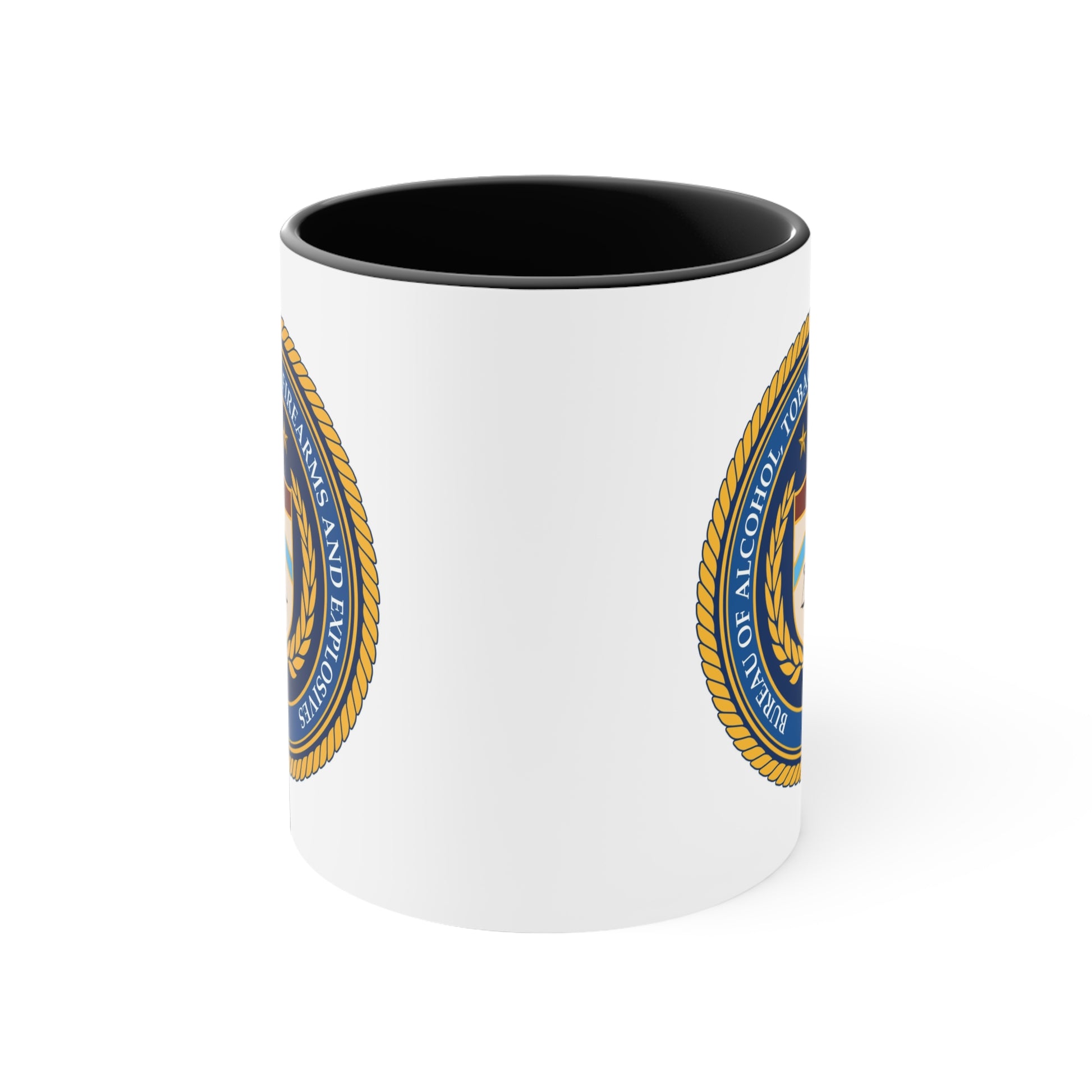 US ATF Seal Coffee Mug - Double Sided Black Accent White Ceramic 11oz by TheGlassyLass