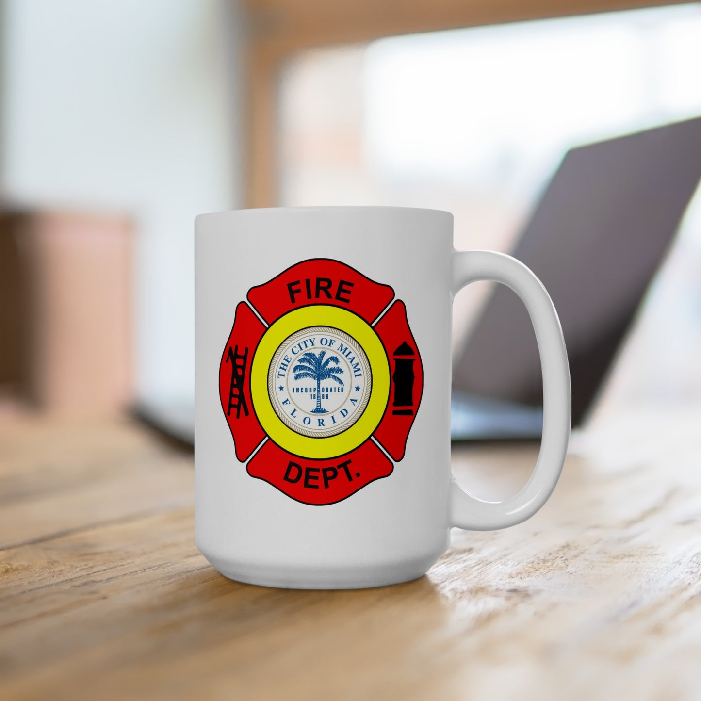 Miami Fire Department Coffee Mug - Double Sided Print White Ceramic 15oz by TheGlassyLass.com