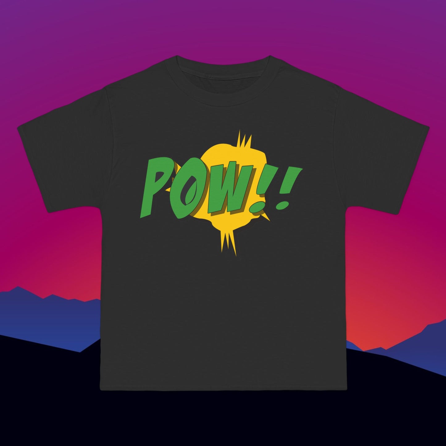 SuperHero POW T-Shirt: (Hanes Beefy-T 100% Preshrunk Cotton) Custom Printed by TheGlassyLass.com