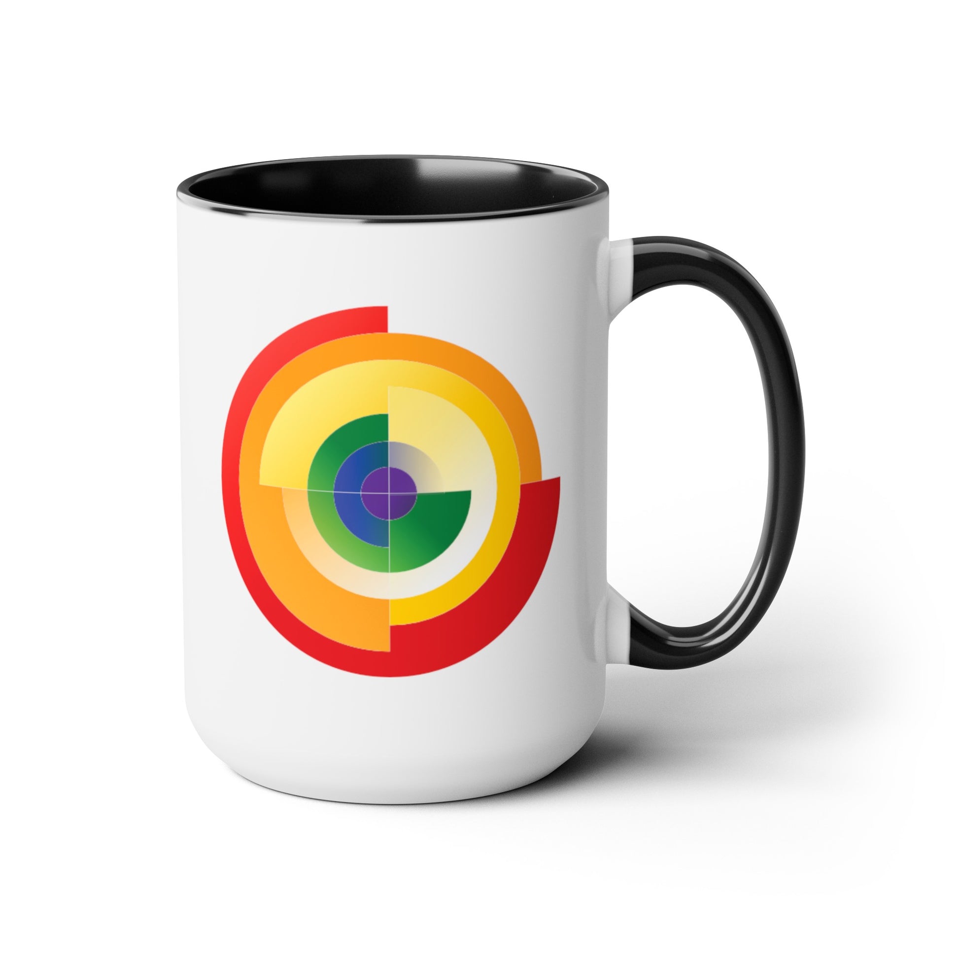 Rainbow Pride Flag Coffee Mug - Double Sided Black Accent White Ceramic 15oz by TheGlassyLass.com