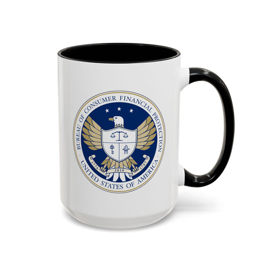 Consumer Financial Protection Bureau Seal Coffee Mug - Double Sided Print, Black Accent White Ceramic, 15oz by TheGlassyLass.com