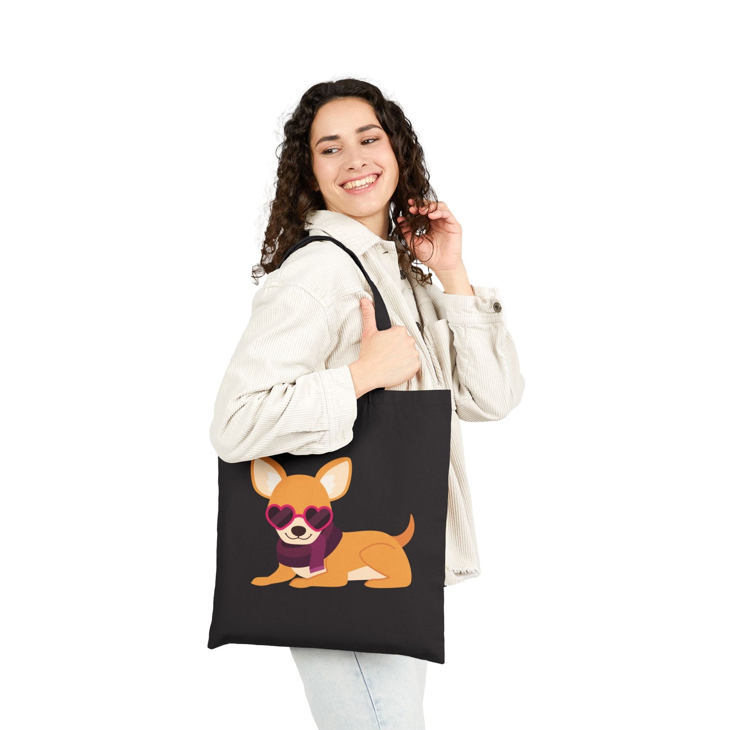 Fashionista Chihuahua Logo Tote Bag - Heavyweight 100% Cotton Canvas by TheGlassyLass.com