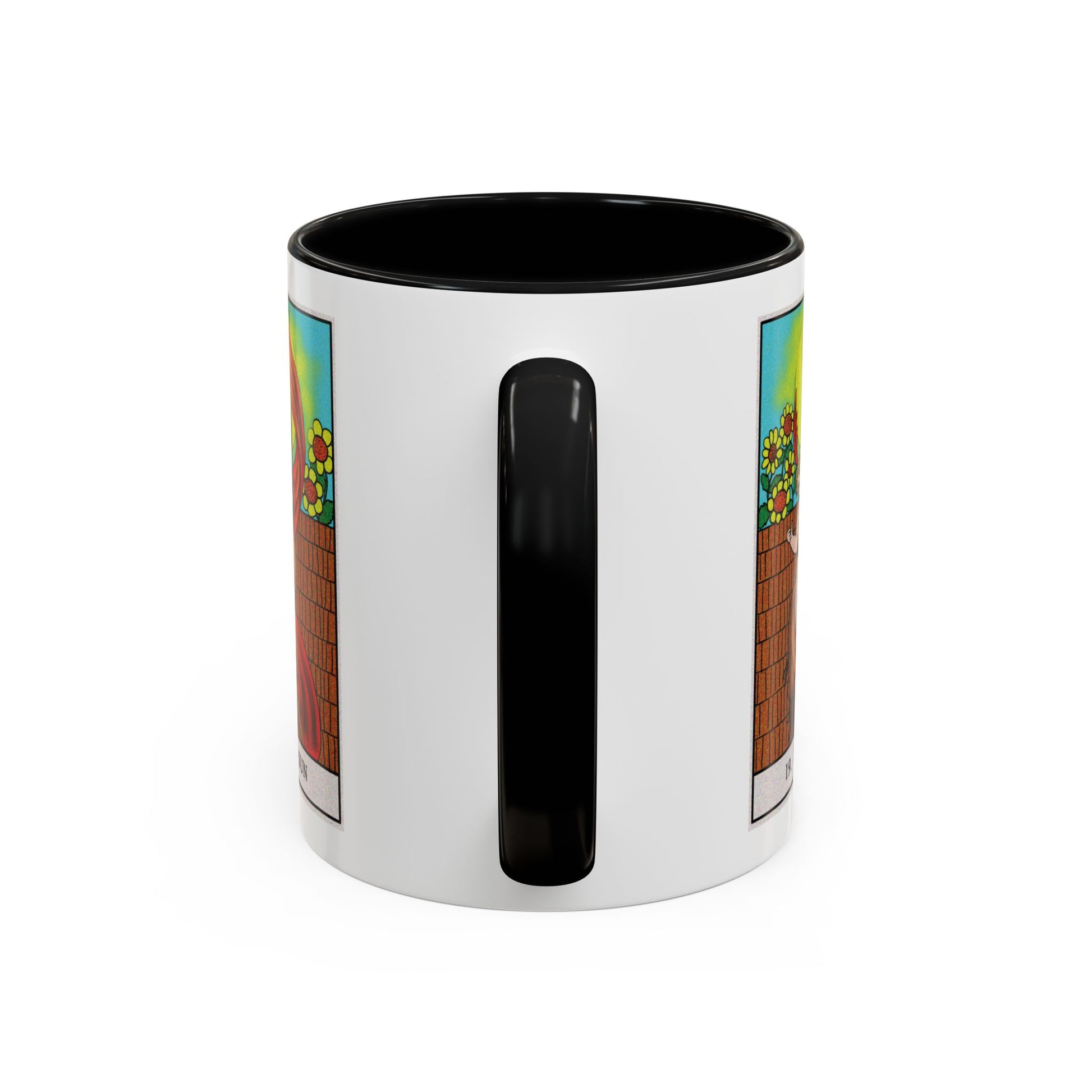 The Sun Tarot Card Coffee Mug - Double Sided Print, Black Accent White Ceramic, 11oz by TheGlassyLass.com