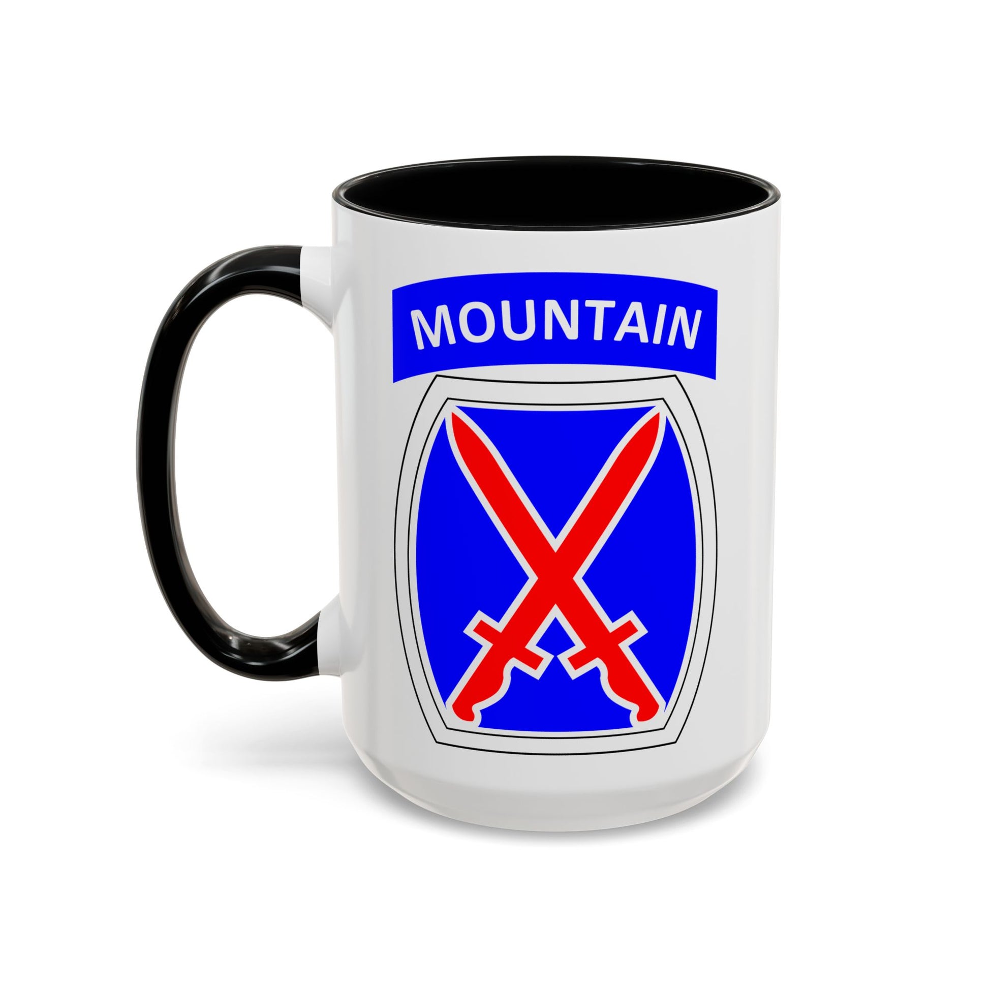 10th Mountain Division Coffee Mug - Double Sided Black Accent White Ceramic 15oz by TheGlassyLass.com