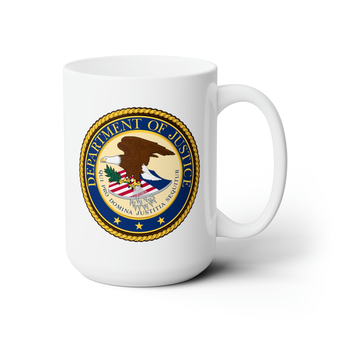 Department of Justice Coffee Mug - Double Sided White Ceramic 15oz by TheGlassyLass.com