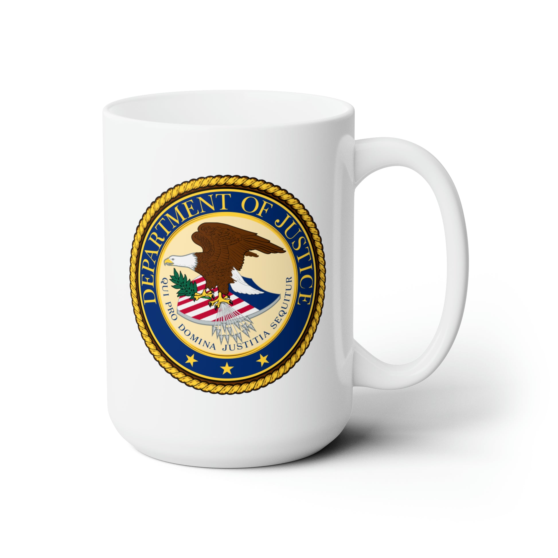 Department of Justice Coffee Mug - Double Sided White Ceramic 15oz by TheGlassyLass.com