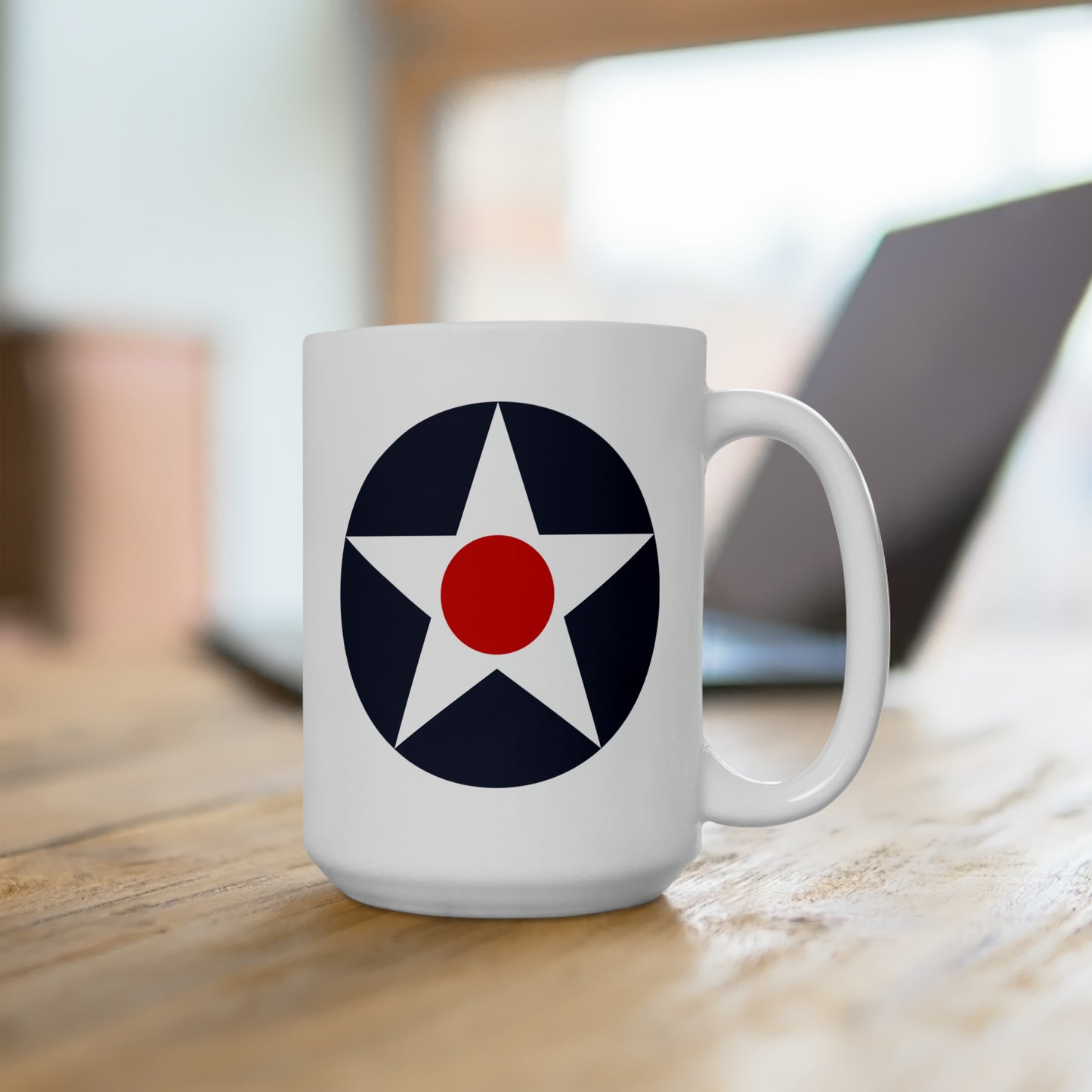 US Army Air Corps Roundel Coffee Mug - Double Sided White Ceramic 15oz - by TheGlassyLass.com