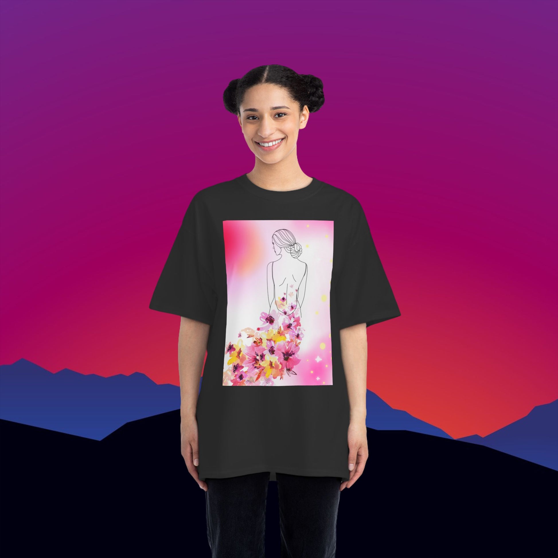 Flower Train T-Shirt: (Hanes Beefy-T 100% Preshrunk Cotton Custom Printed by TheGlassyLass.com