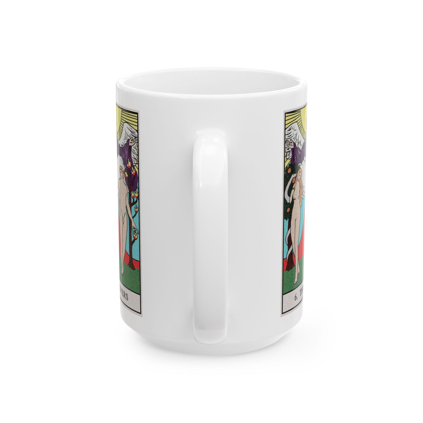 The Lovers Tarot Card Coffee Mug - Double Sided White Ceramic 15oz by TheGlassyLass.com