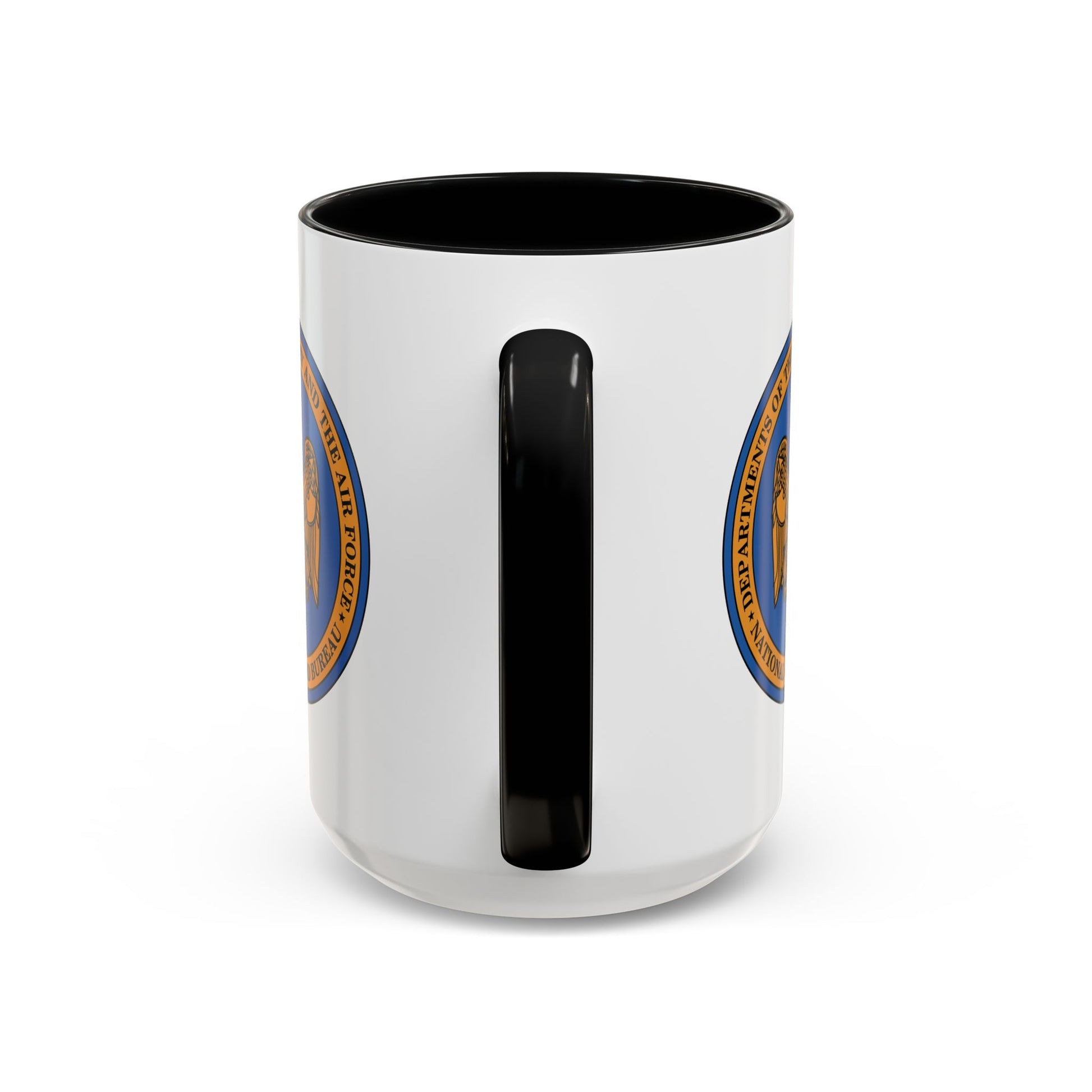 National Guard Bureau Seal Coffee Mug - Double Sided Print, Black Accent White Ceramic, 15oz by TheGlassyLass.com