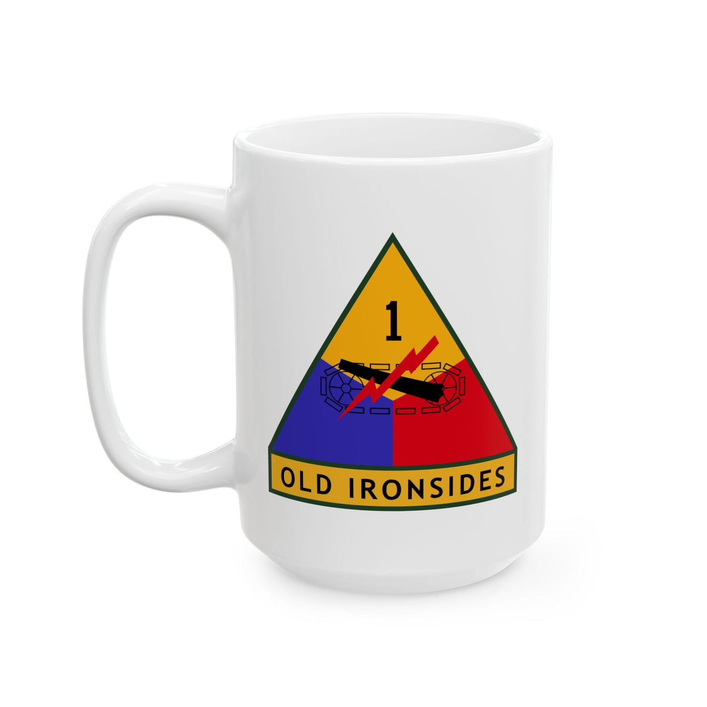 US Army 1st Armored Division - Double Sided White Ceramic Coffee Mug 15oz by TheGlassyLass.com